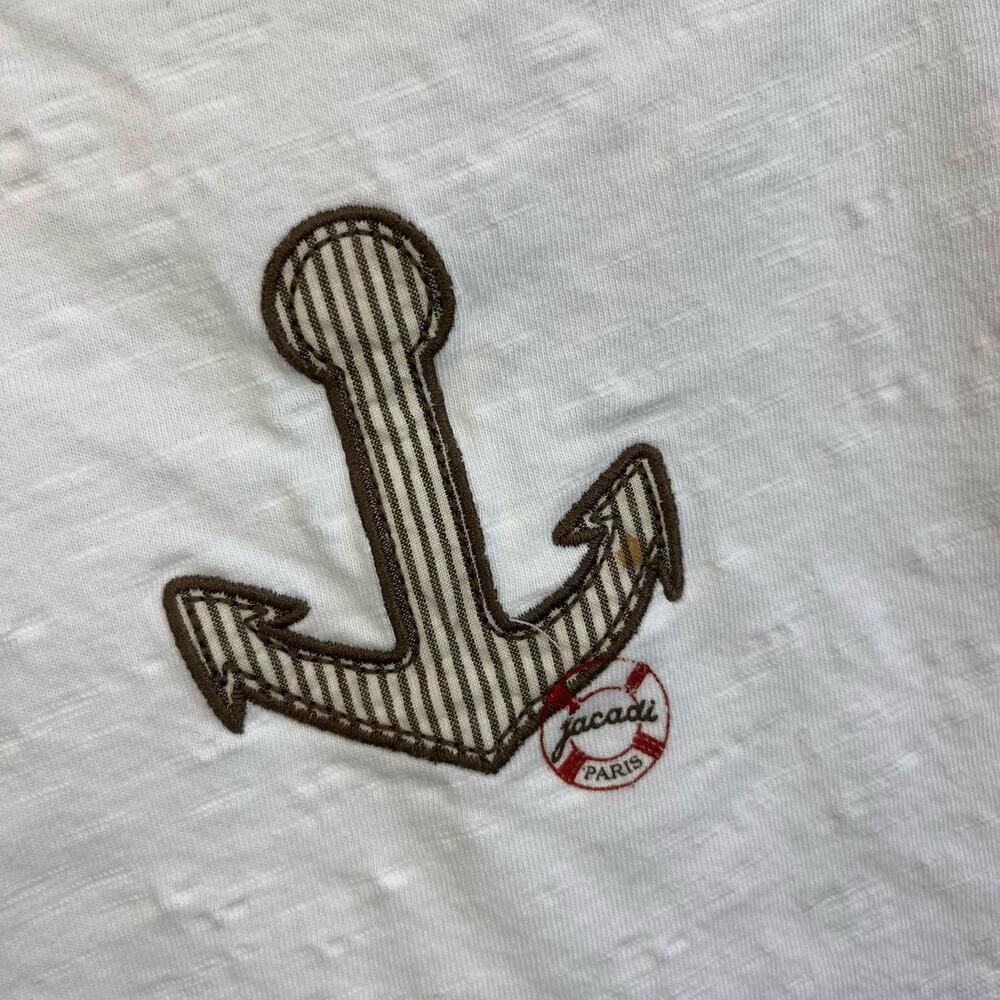 Jacadi Cream Striped Overalls with Anchor Detail - Picture 4 of 11